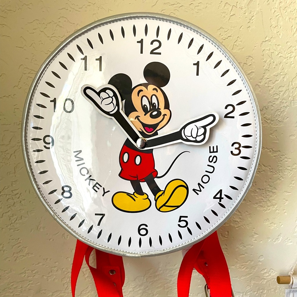 Mickey Mouse Wall clock lounge fly mini backpack and wallet - Red and White
